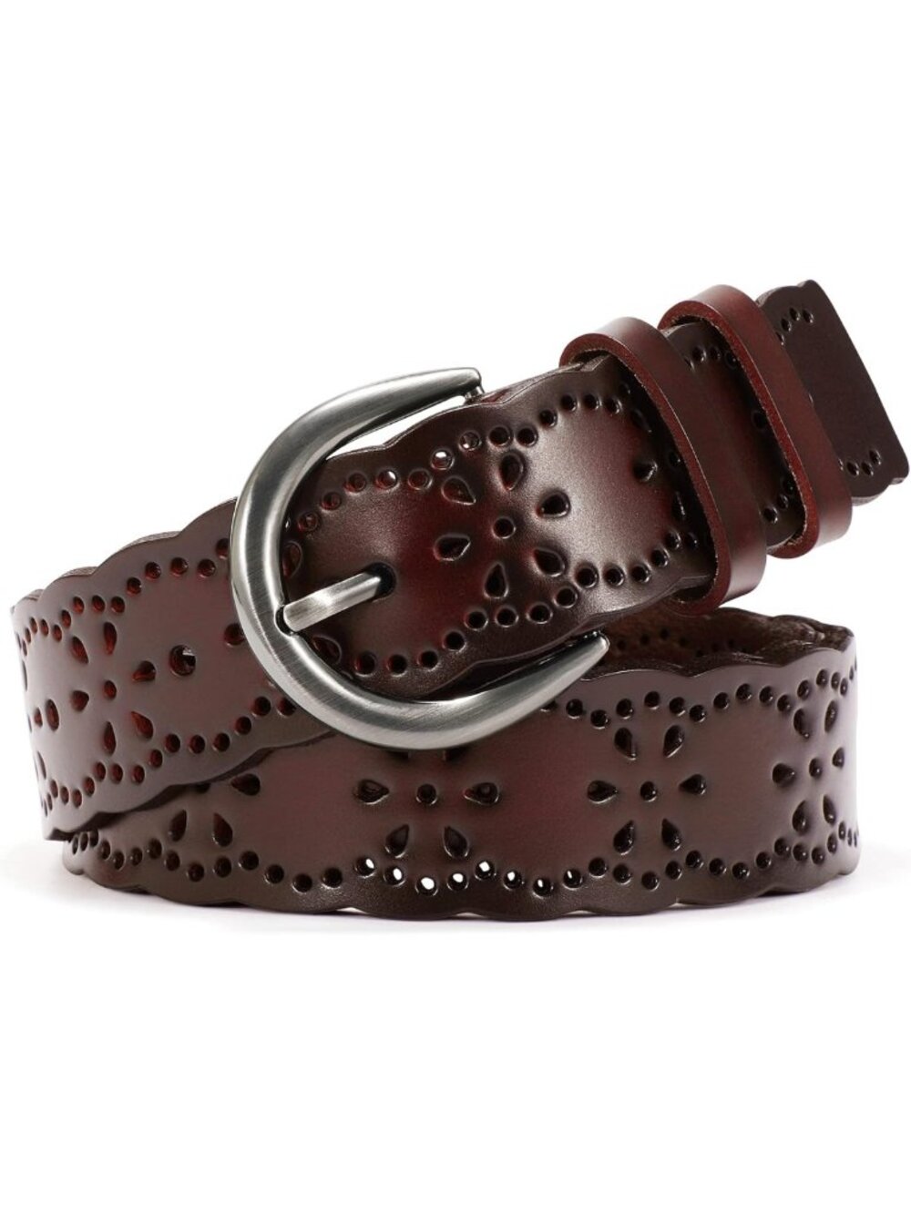 Plus Size Hollow Flower Leather Belt for Women - Stylish Waist Accessory for